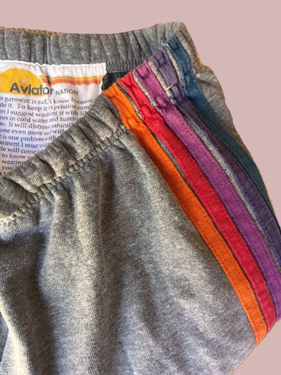 Aviator Nation Pants - Aviator Nation Heathered Grey 5 Stripe Sweatpants W Small